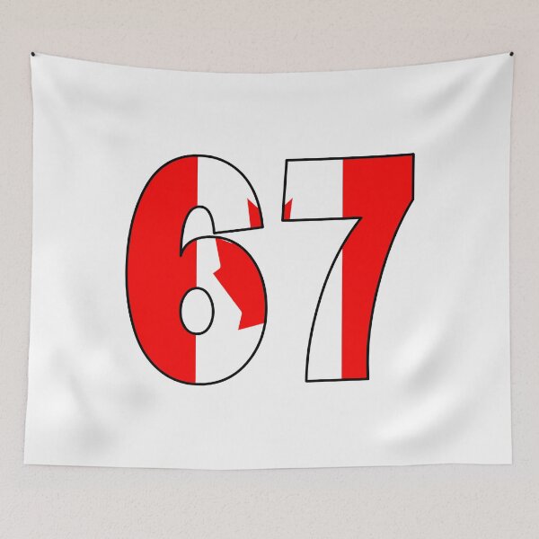 Item preview, Number 67 with Canadian flag on the background designed and sold by AllShirts21.