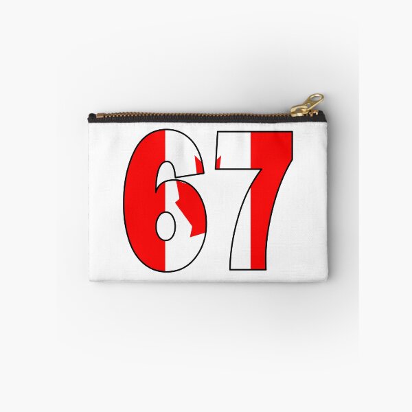 Item preview, Number 67 with Canadian flag on the background designed and sold by AllShirts21.