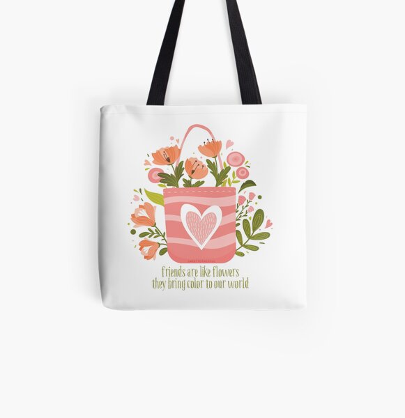 Spring flowers and friends All Over Print Tote Bag
