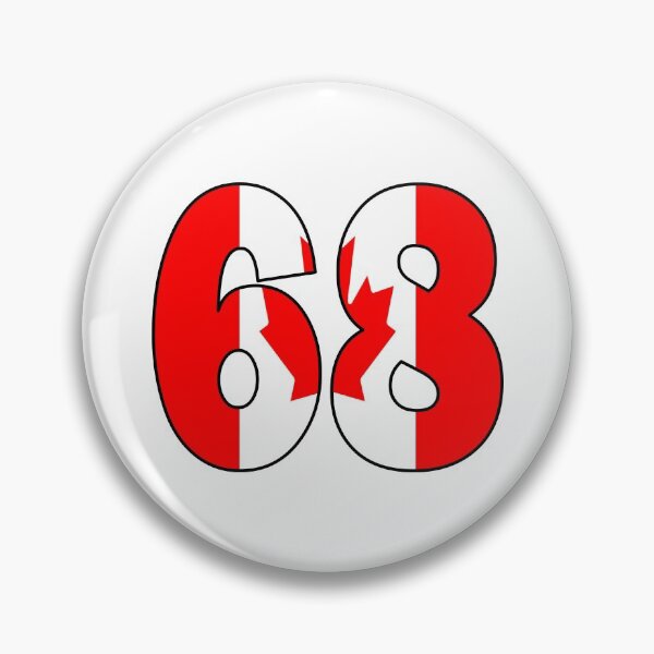 Item preview, Number 68 with Canadian flag on the background designed and sold by AllShirts21.