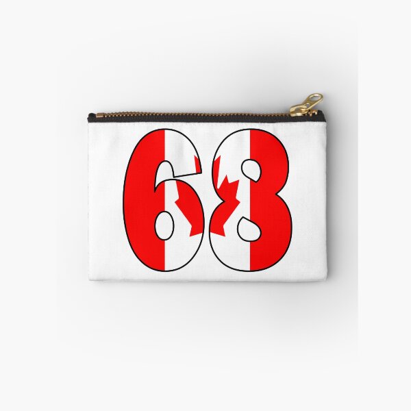 Item preview, Number 68 with Canadian flag on the background designed and sold by AllShirts21.