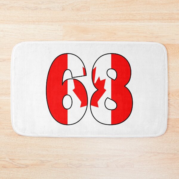 Item preview, Number 68 with Canadian flag on the background designed and sold by AllShirts21.