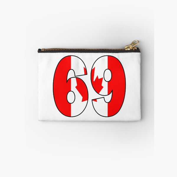 Item preview, Number 69 with Canadian flag on the background designed and sold by AllShirts21.