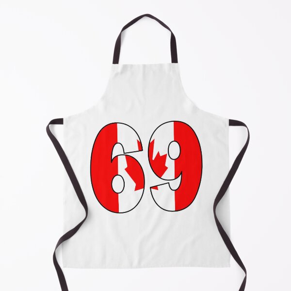 Item preview, Number 69 with Canadian flag on the background designed and sold by AllShirts21.