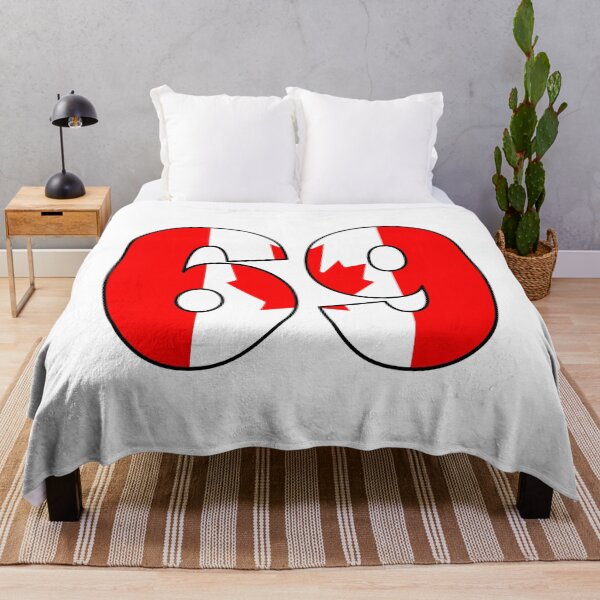 Item preview, Number 69 with Canadian flag on the background designed and sold by AllShirts21.