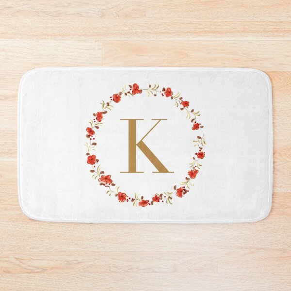 Item preview, Letter k monogram with red colored flowers and leaves designed and sold by Createlikeamom.