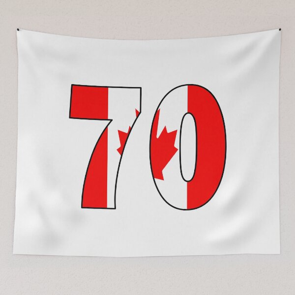Item preview, Number 70 with Canadian flag on the background designed and sold by AllShirts21.