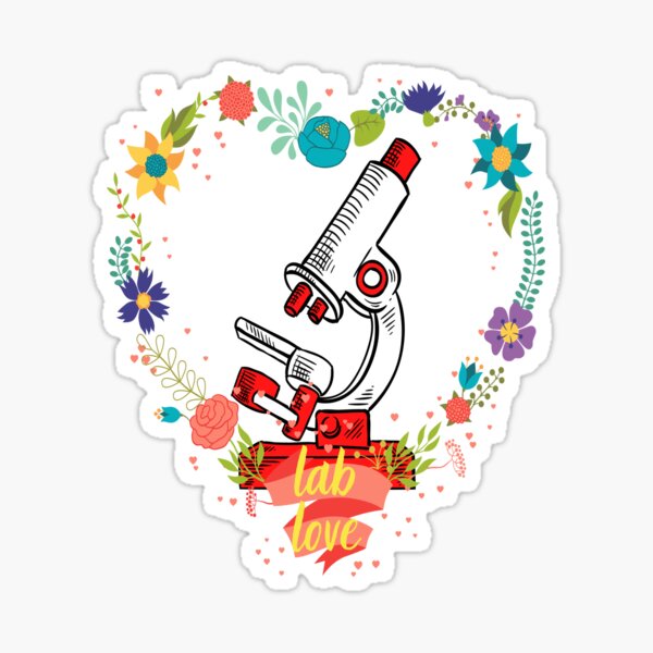 Item preview, LAB LOVE ROMANTIC HEART RETRO FLOWERS MICROSCOPE MEDICAL LABORATORY SCIENTIST designed and sold by Hippiesole.
