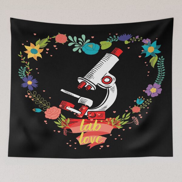 Item preview, LAB LOVE ROMANTIC HEART RETRO FLOWERS MICROSCOPE MEDICAL LABORATORY SCIENTIST designed and sold by Hippiesole.