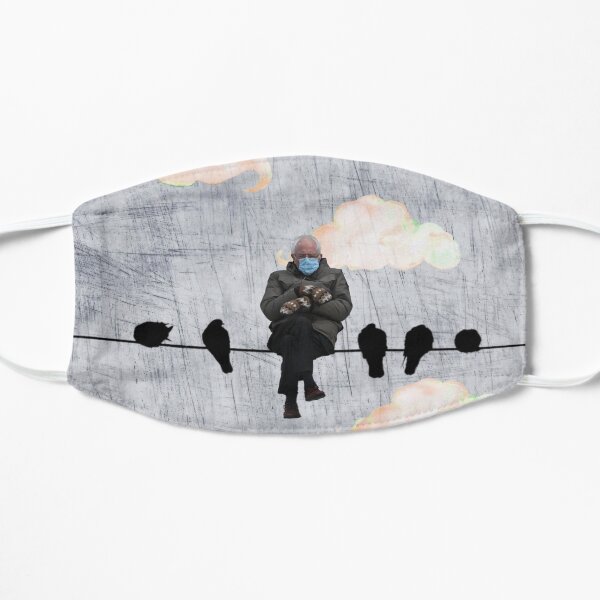 bernie sanders with the birdies on a wire Flat Mask