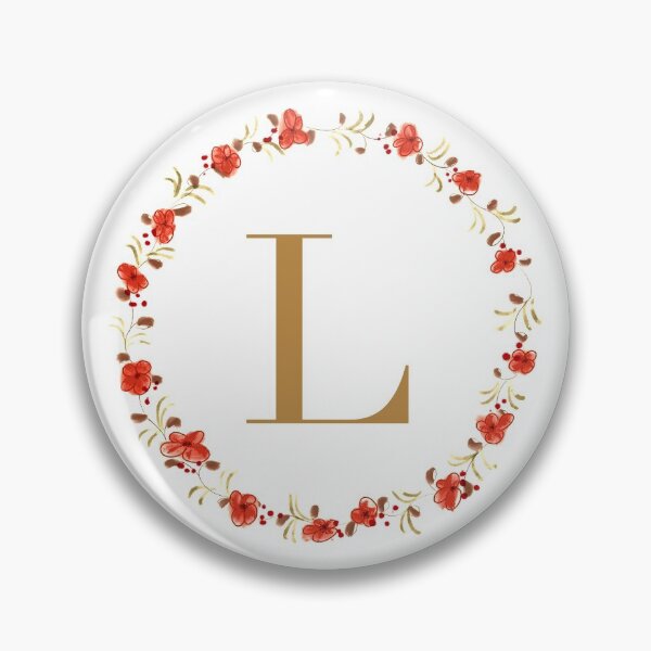 Item preview, Letter l monogram with red colored flowers and leaves designed and sold by Createlikeamom.
