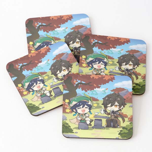 Item preview, Genshin Impact Official Artwork - Venti and Zhongli Drinking Tea at Adepti's Table designed and sold by Krimsy.