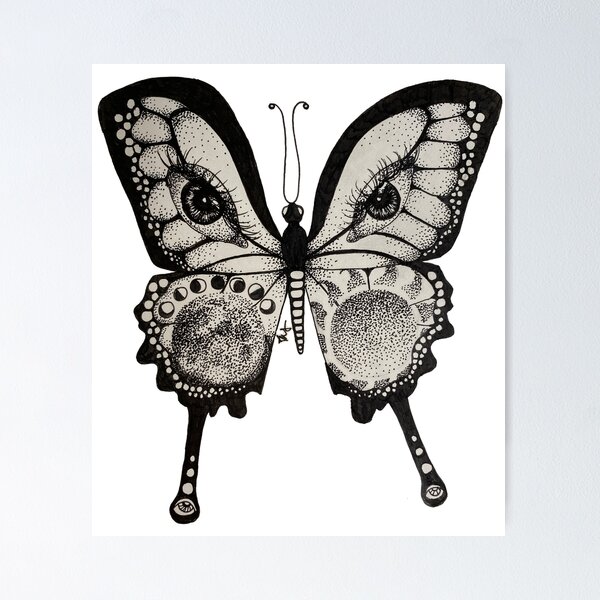 Item preview, Black & White Sun & Moon Butterfly designed and sold by artbyalex22.