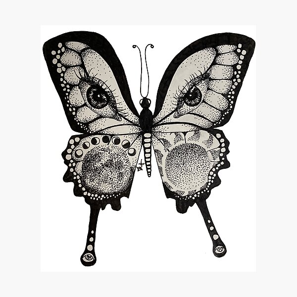 Item preview, Black & White Sun & Moon Butterfly designed and sold by artbyalex22.