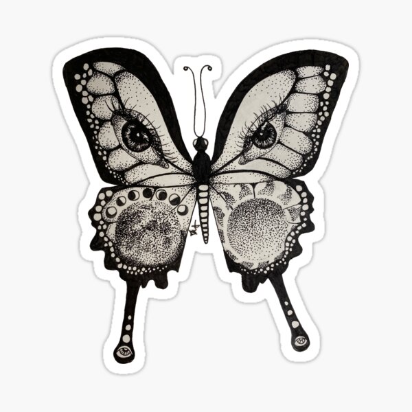 Item preview, Black & White Sun & Moon Butterfly designed and sold by artbyalex22.