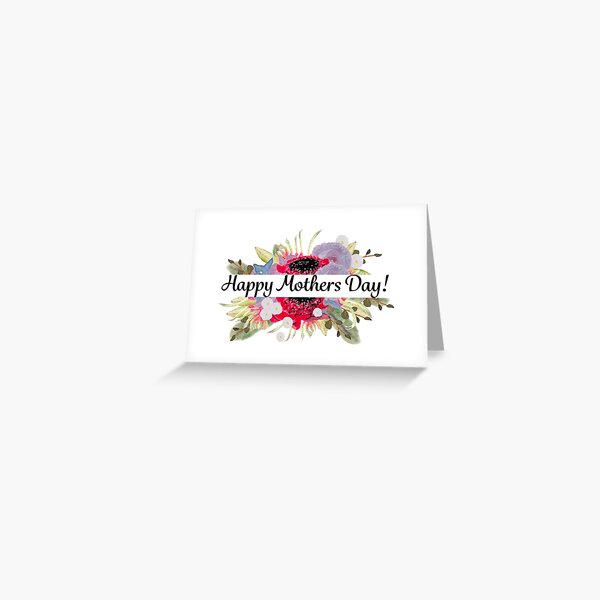 Happy Mothers Day Text in a Floral Bouquet Greeting Card
