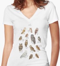 Owls Women's Fitted V-Neck T-Shirt