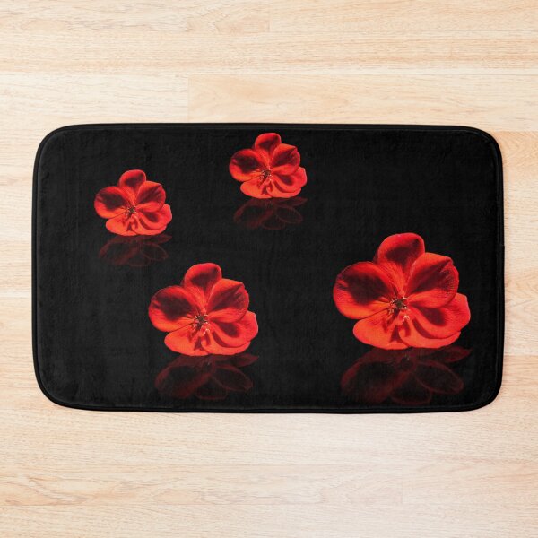 Item preview, Four Red Geranium Flowers on Black Background designed and sold by digoarpi.