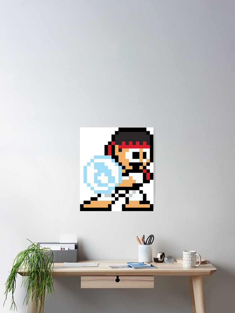 Ryu Hadouken (Street Fighter) 8-bit Retro Pixel Art Ryu Hadouken (Street Fighter) 8-bit Retro Pixel Art