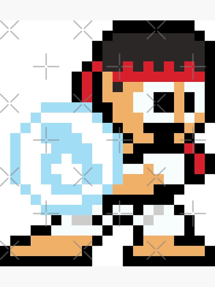 Ryu Hadouken (Street Fighter) 8-bit Retro Pixel Art | Poster