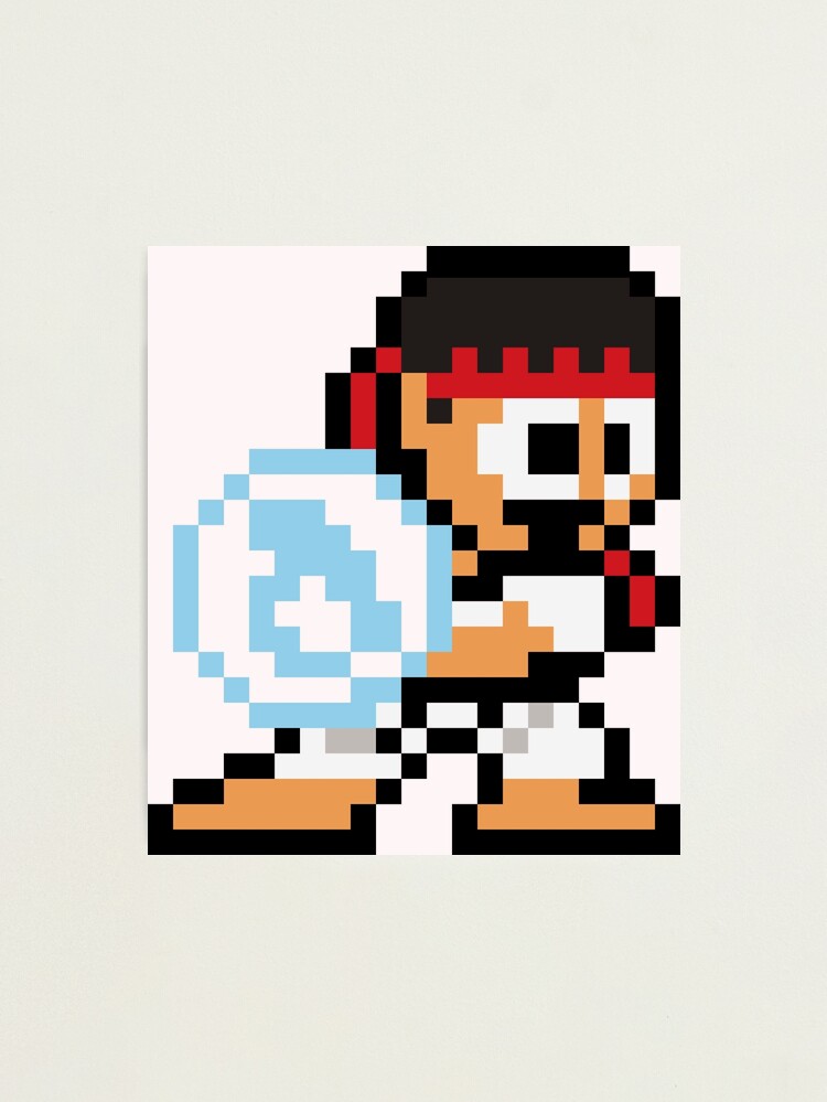 Ryu Hadouken (Street Fighter) 8-bit Retro Pixel Art | Photographic Print