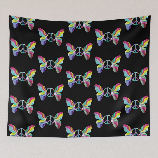 Item preview, Colorful peace symbol with butterfly wings designed and sold by Photography-Art.