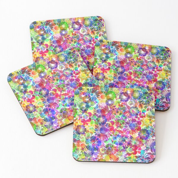Item preview, Bright Rainbow Colorful Flower Garden Pattern  designed and sold by Timeforplay.