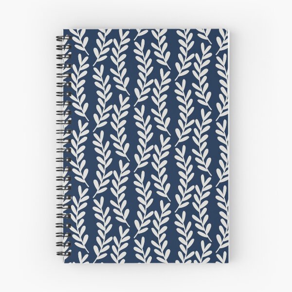 Item preview, Navy blue and Light Gray Leaves Patterned designed and sold by thelustrous.