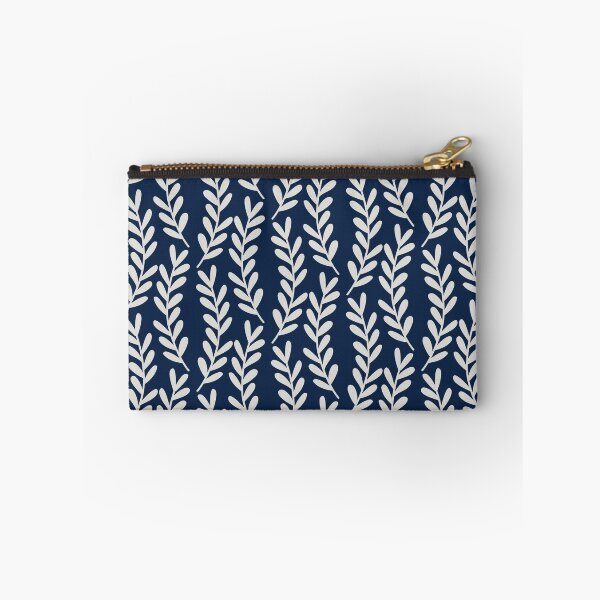 Item preview, Navy blue and Light Gray Leaves Patterned designed and sold by thelustrous.