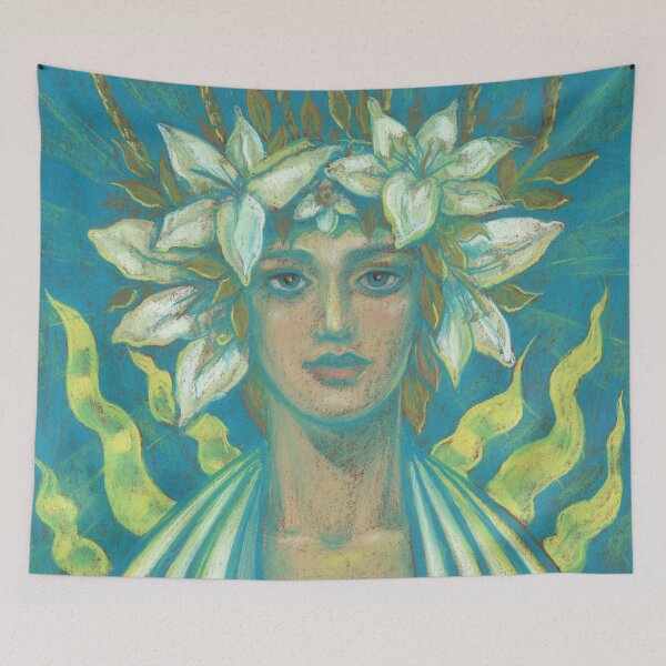 Item preview, May Queen, Girl in Lily Flower Crown, Surreal Fantasy Portrait designed and sold by Julia Khoroshikh.