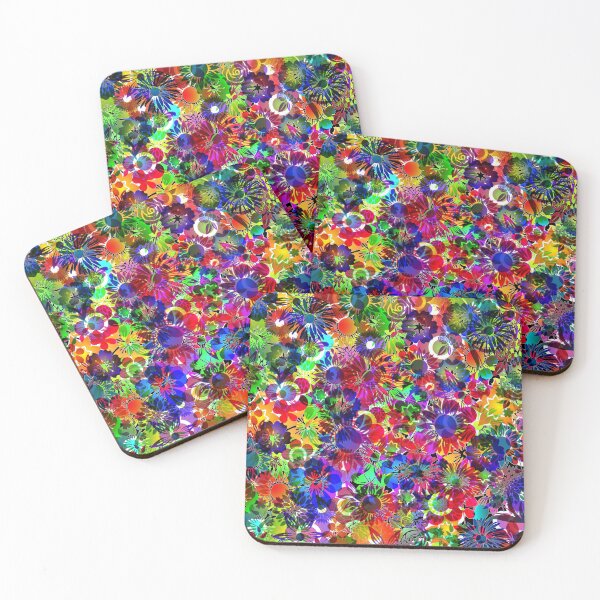 Item preview, Bright Rainbow Colorful Flower Garden dark Pattern designed and sold by Timeforplay.