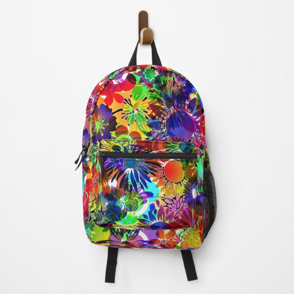 Item preview, Bright Rainbow Colorful Flower Garden dark Pattern designed and sold by Timeforplay.