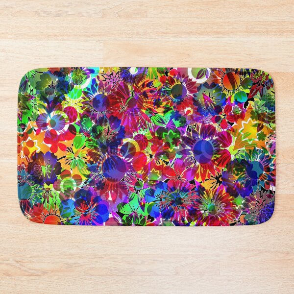 Item preview, Bright Rainbow Colorful Flower Garden dark Pattern designed and sold by Timeforplay.