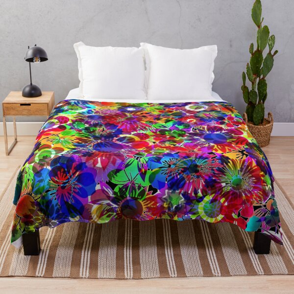 Item preview, Bright Rainbow Colorful Flower Garden dark Pattern designed and sold by Timeforplay.
