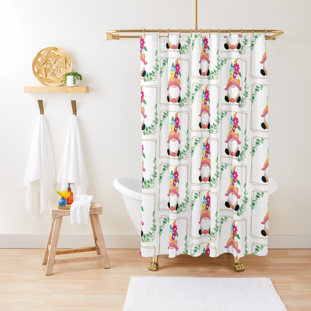 "Happy Gnome" Shower Curtain for Sale by WildingClan Redbubble