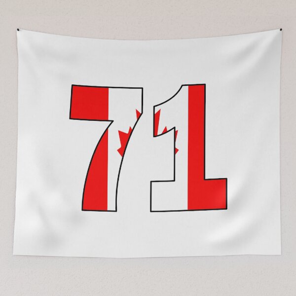 Item preview, Number 71 with Canadian flag on the background designed and sold by AllShirts21.