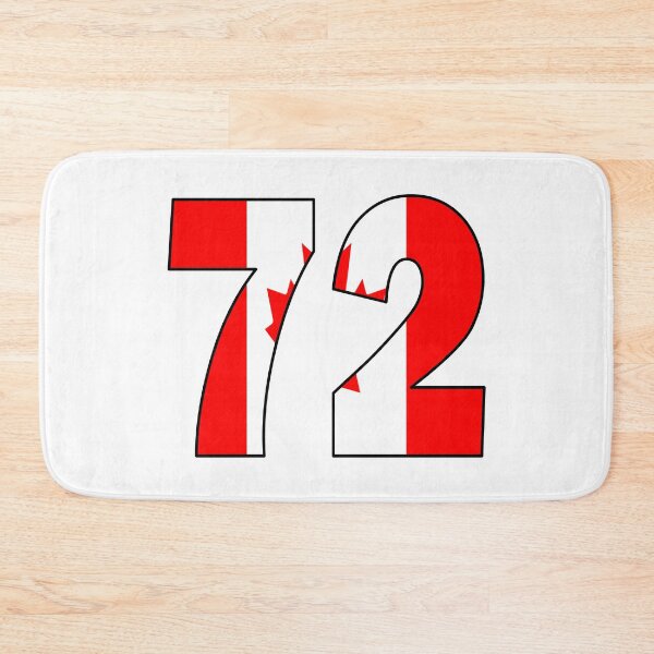 Item preview, Number 72 with Canadian flag on the background designed and sold by AllShirts21.