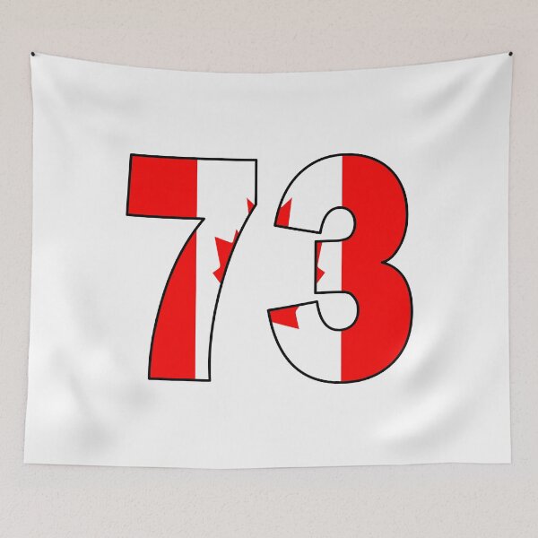Item preview, Number 73 with Canadian flag on the background designed and sold by AllShirts21.