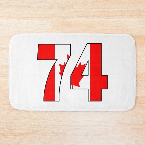 Item preview, Number 74 with Canadian flag on the background designed and sold by AllShirts21.