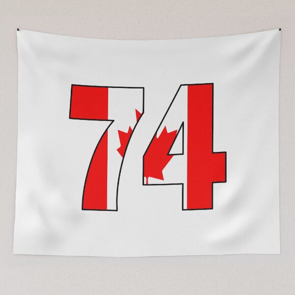 Item preview, Number 74 with Canadian flag on the background designed and sold by AllShirts21.