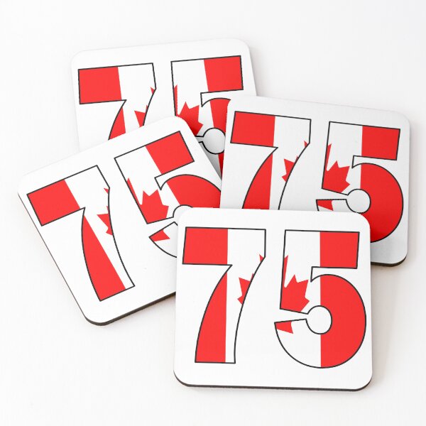 Item preview, Number 75 with Canadian flag on the background designed and sold by AllShirts21.