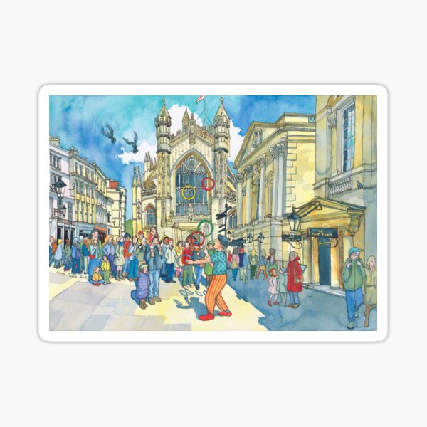 Busking in Bath Abbey Churchyard Sticker