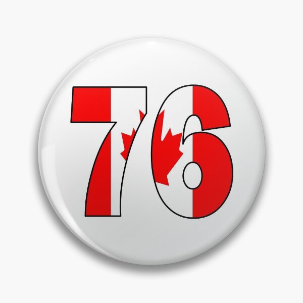 Item preview, Number 76 with Canadian flag on the background designed and sold by AllShirts21.