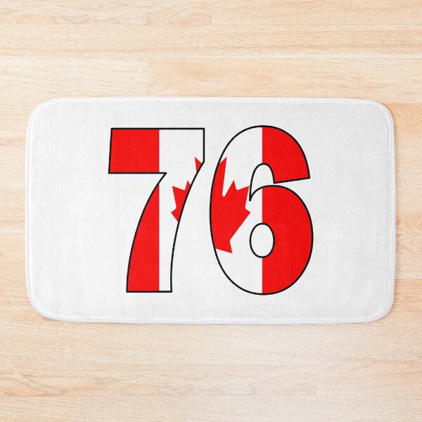 Item preview, Number 76 with Canadian flag on the background designed and sold by AllShirts21.