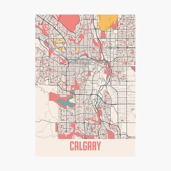 Chalk City Map Of Calgary Alberta Canada Photographic Print
