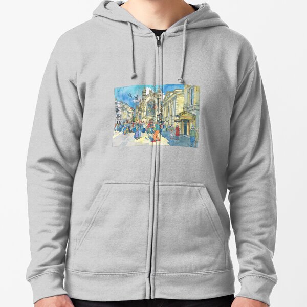 Busking in Bath Abbey Churchyard Zipped Hoodie