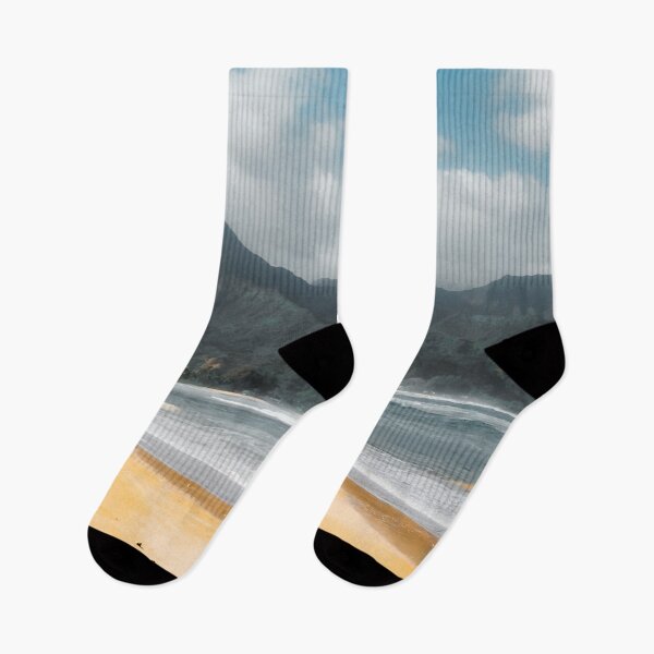Item preview, jogging at the beach with green mountain scenic Kauai Hawaii USA designed and sold by Mrvell.