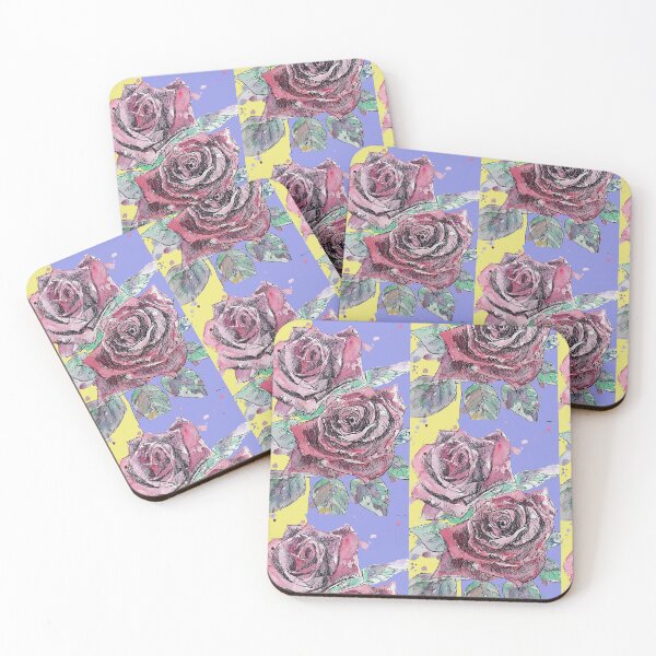 Item preview, Red Rose Watercolor Painting on Lavender and Yellow designed and sold by Sarah  Rajkotwala.