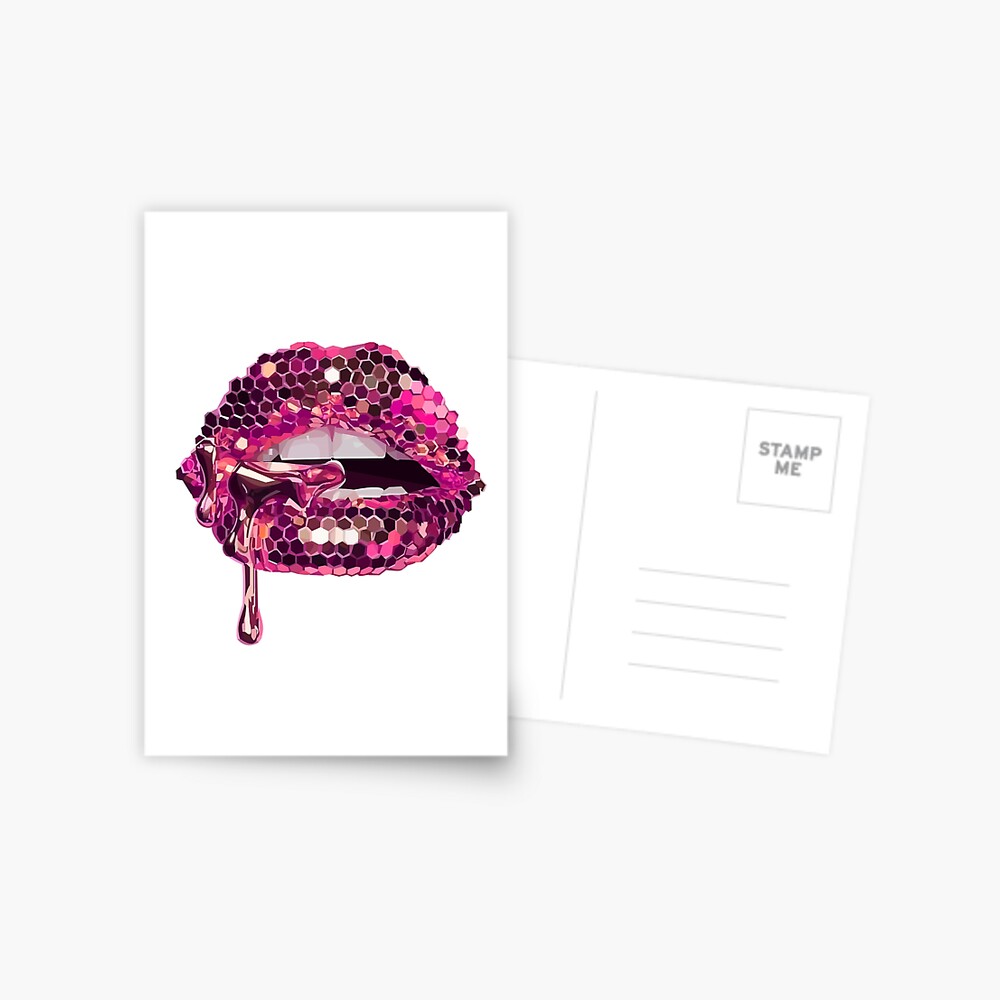 Pink Glitter Lips Art Board Print for Sale by twin-designs