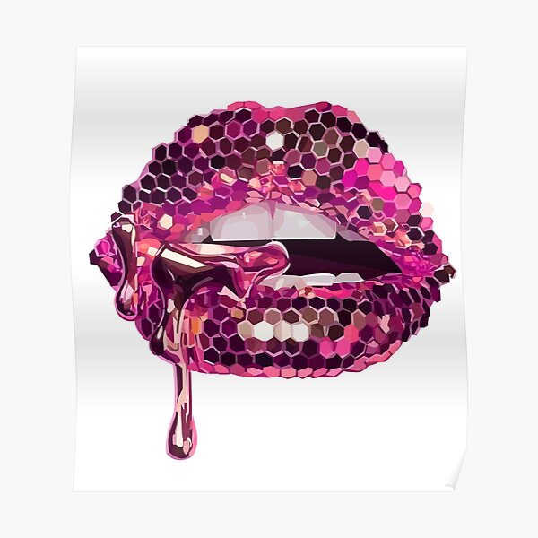 "Pink Glitter Lips" Poster for Sale by twindesigns Redbubble